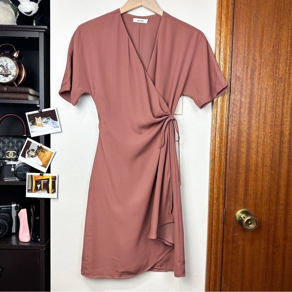 Mod Ref Brown Wrap Short Dress Women Small